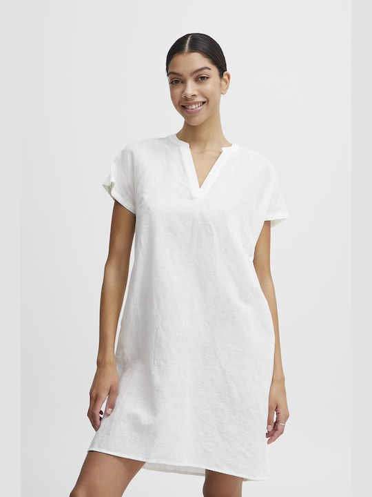 B.young short linen dress 20811336 White