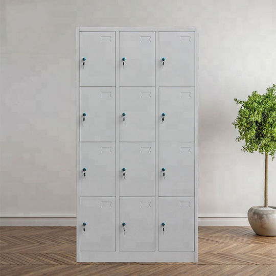 Spind Metallisch mit 12 Schränke Light Gray 90x40x185cm