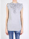 Women's Summer Blouse Cotton Sleeveless Gray