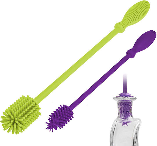 A2S Plastic Cleaning Brushes with Handle Multicolour 2pcs