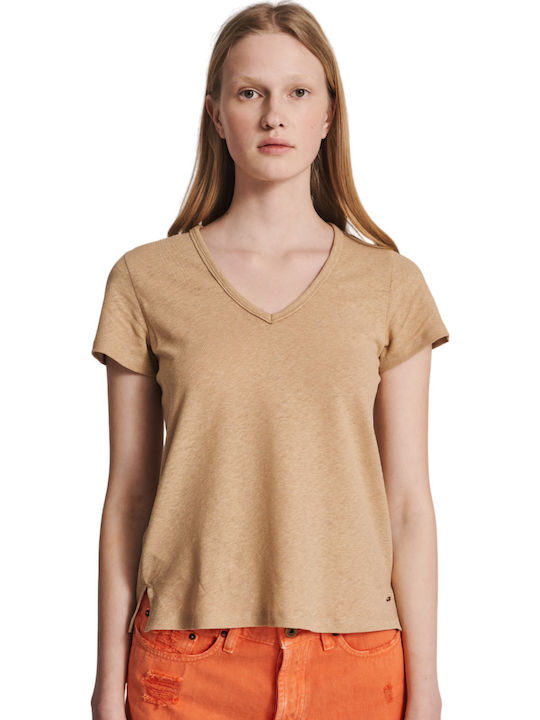 Mina Γυναικείο T-shirt Μπεζ