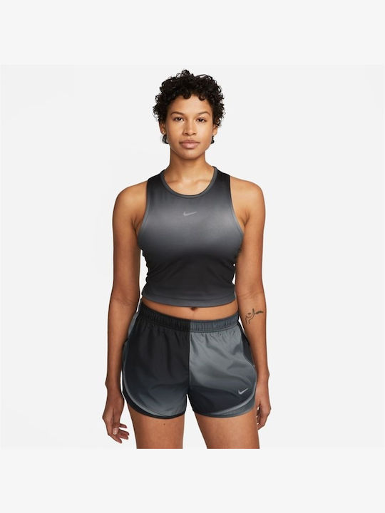 Nike Swoosh Damen Sportliches Crop Top Ärmellos Dri-Fit Schwarz