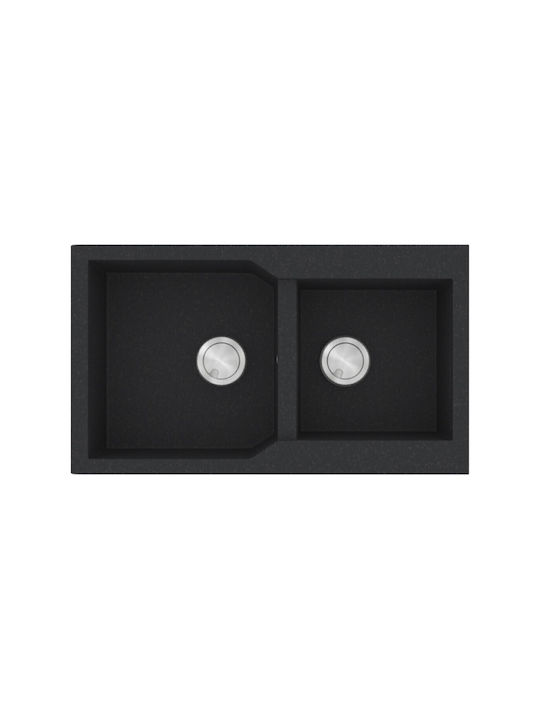 Sanitec Ultra Granite Ένθετος Νεροχύτης Αριστερός από Συνθετικό Γρανίτη Μ86xΠ50cm Grigio
