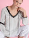 Blouse Bill Cost in a combination of fabrics with embroidery Black