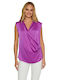 Desiree Women's Summer Crop Top Sleeveless with V Neck Purple