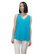 Desiree Women's Summer Blouse Sleeveless with V Neckline Blue