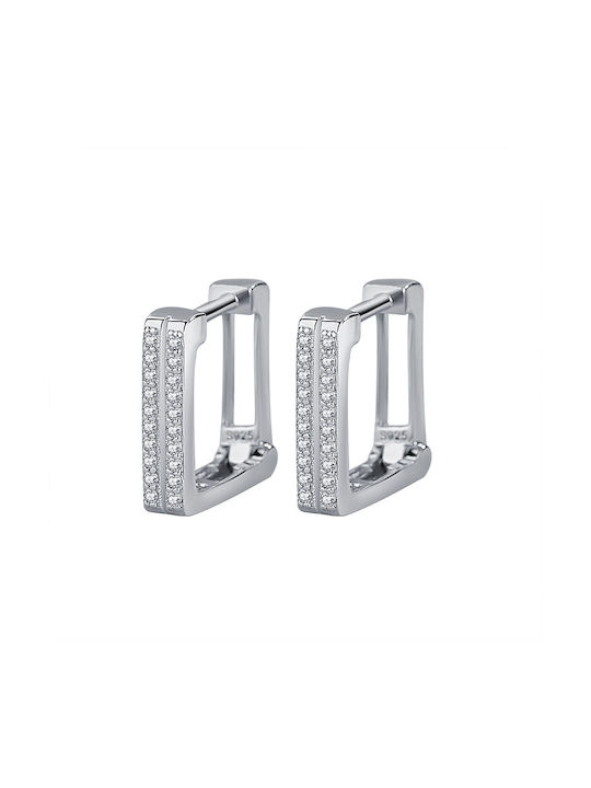 Square Hoops Earrings Silver Made of Silver 925