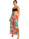 Beach Spirit Women's High-waisted Fabric Trousers with Elastic