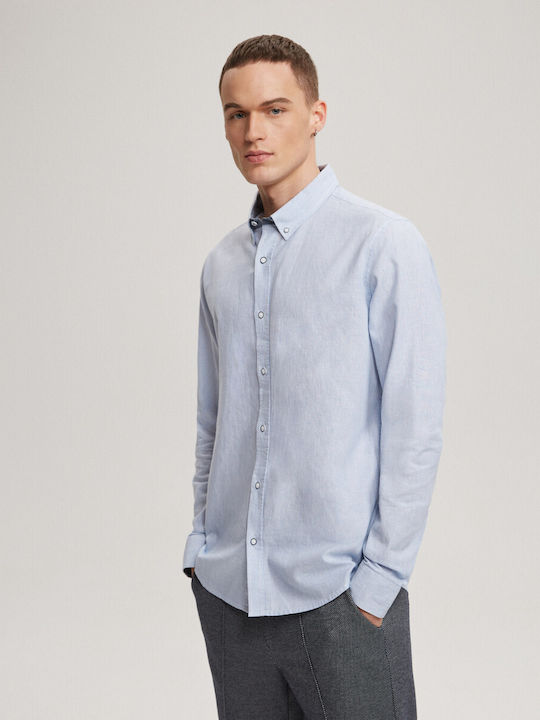 Diverse Long Sleeve Shirt PRM LINEN - White-Blue