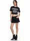 Γυναικείο Καλοκαιρινό Crop Top Βαμβακερό Κοντομάνικο Μαύρο