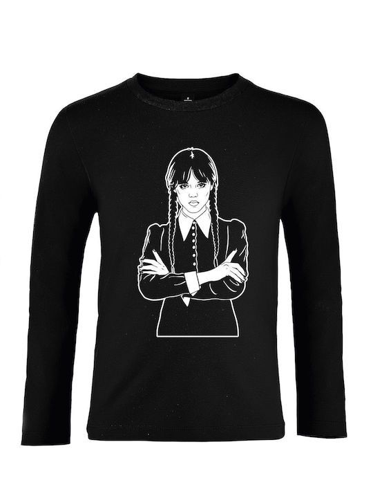 Kids Long Sleeve Unisex "I Am Wednesday Adams" Black