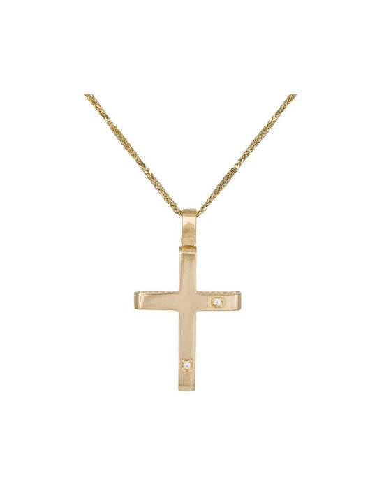 Βαπτιστικοί Σταυροί με Αλυσίδα Χρυσός λουστρέ σταυρός με ζιργκόν Κ14 με αλυσίδα 044799C 044799C Γυναικείο Χρυσός 14 Καράτια