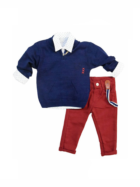 Baby Set 3 pcs. Trousers, Shirt, Sweater Blue