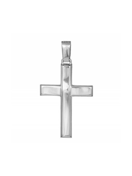 Σταυροί Βάπτισης - Αρραβώνα Λευκόχρυσος σταυρός Κ9 λουστρέ 045501 045501 Ανδρικό Χρυσός 9 Καράτια