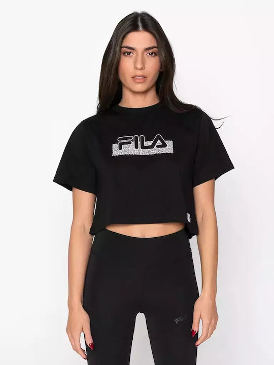 Evelyn Women's Athletic Crop Top Short Sleeve Black