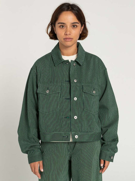 Element CRAFT HICKORY - CROPPED DENIM JACKET Green