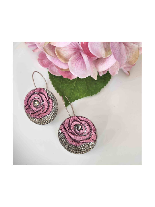 Flower Earrings Metallic Earrings with Zirconia