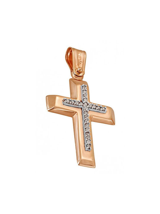 Cross in pink gold ST25978F 14 Carat gold