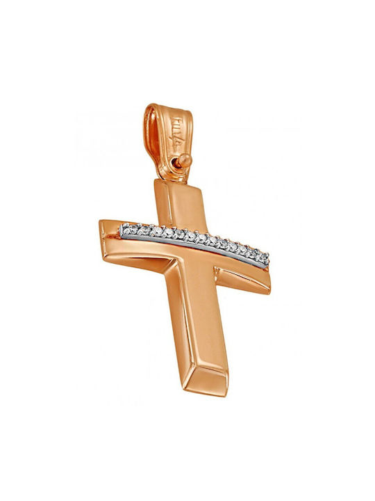 Cross in pink gold ST26166F 14 Carat