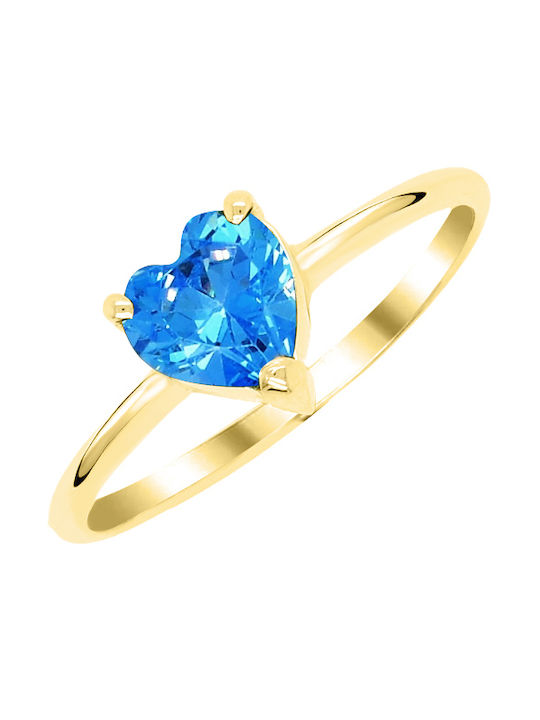 14K Gold heart ring with cubic zirconia