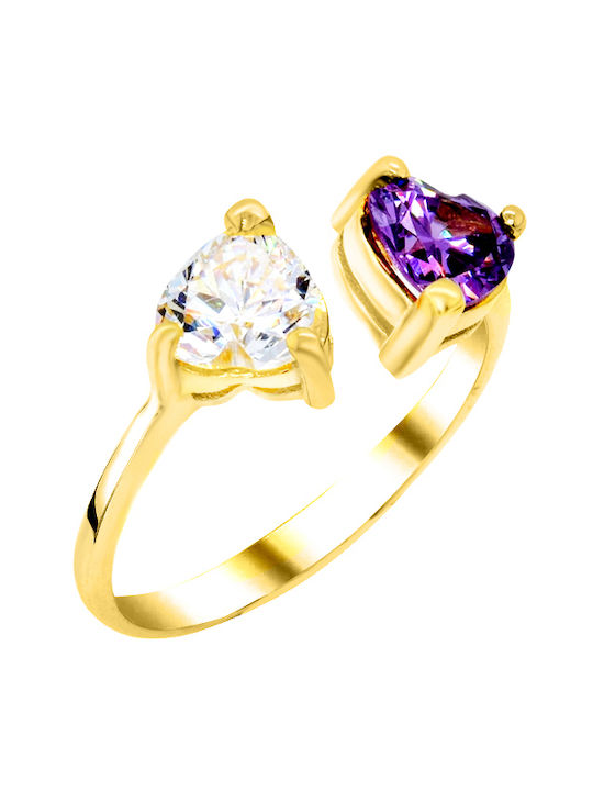 14K Gold Ring mit Herzen und Zirkonia