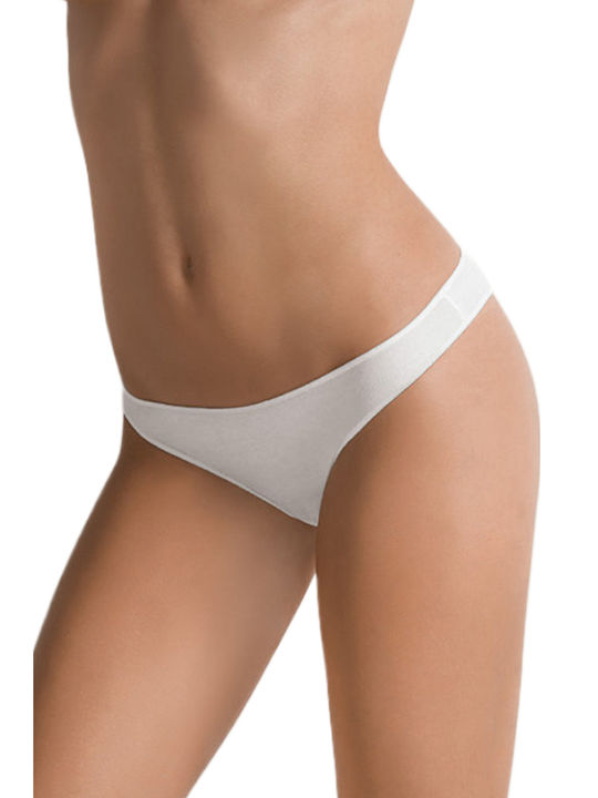 DAMEN-BAUMWOLLSLIP COTONELLA MINI MIT EINFACHER NAHT WEISS