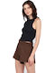 A Women's Summer Crop Top Cotton Sleeveless Black