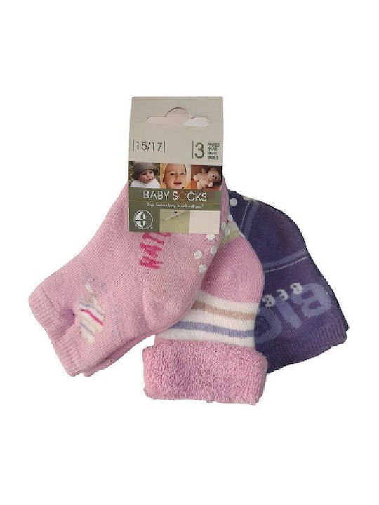 Baby socks No 18-20 set of triple pink-purple