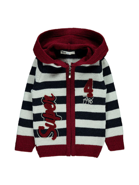 Children's blue-bordeaux cardigan for girls (2-6 years)