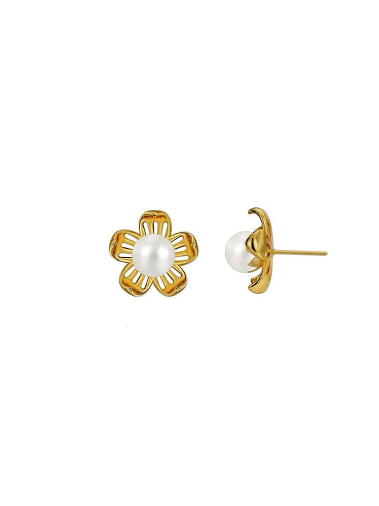 Flower Earrings Gold Plated Brass Earrings