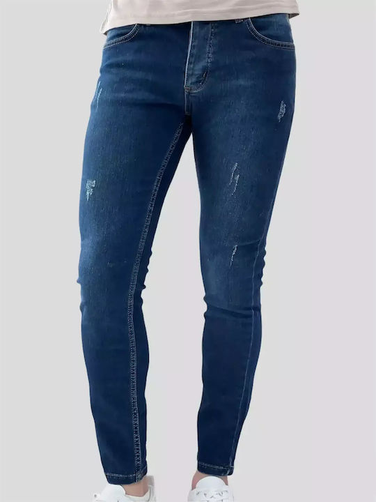 Men's Jean Blue Elastic with Elastic Tears