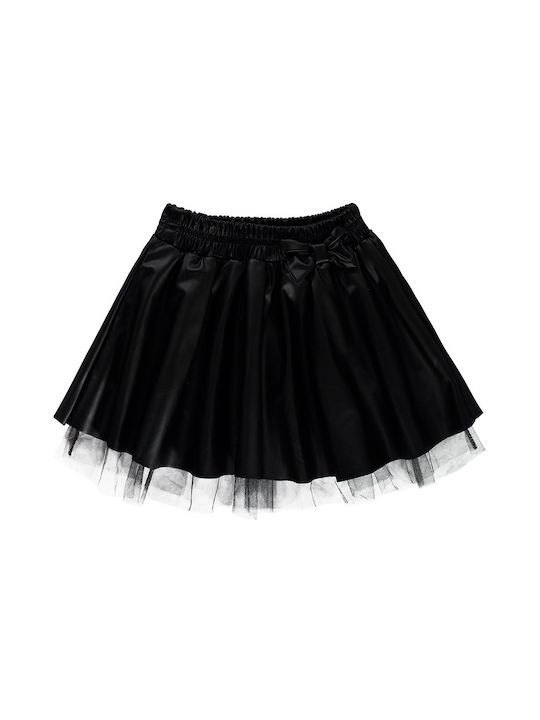 Παιδική φούστα δερματίνη με τούλι μαύρη για κορίτσια (2-6 ετών)
