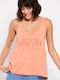 Funky Buddha Women's Athletic Blouse Sleeveless Apricot