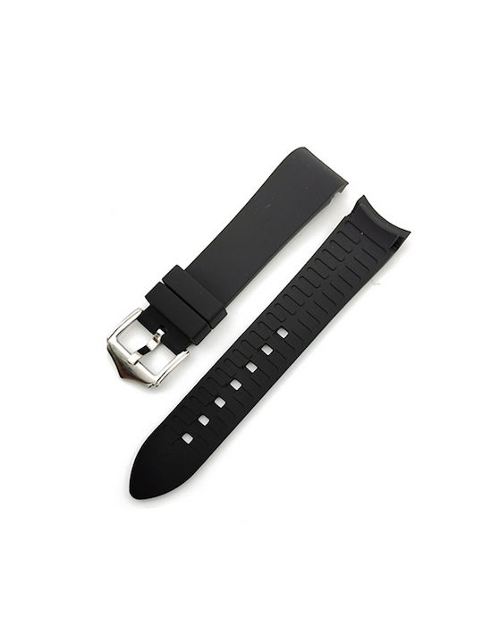 Silicone Strap Curved Ends Black 19mm