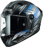 LS2 FF805 Thunder Carbon Full Face Helmet with Pinlock and Sun Visor ECE 22.06 Volt Black Blue