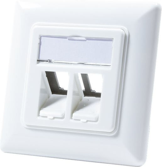 LogiLink Doppelter Netzsteckdose RJ45 ohne Rahmen in Weiß Farbe NK4020