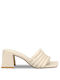 Chunky Heel Mules Beige