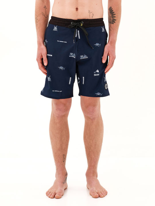Emerson LEISURE Men's Swimwear Bermuda Navy Blue with Patterns