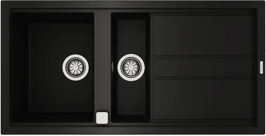 Teka Nova 60 B-TG 1½B 1D Ένθετος Αριστερός από Συνθετικό Γρανίτη Μ100xΠ51cm Μαύρος