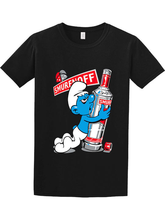 Gildan Smurfnoff T-shirt Μαύρο Βαμβακερό