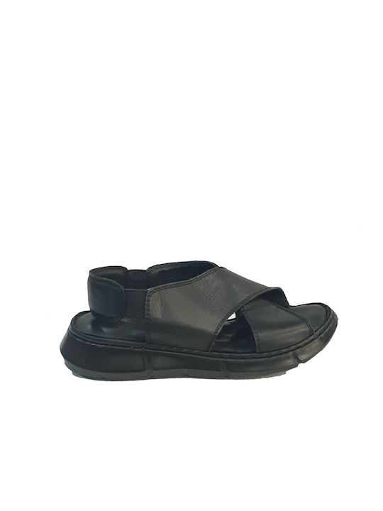 Women's Flat Sandals Act - 242105 Black Leather