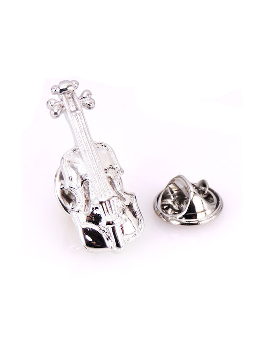 Silver Violin Pin