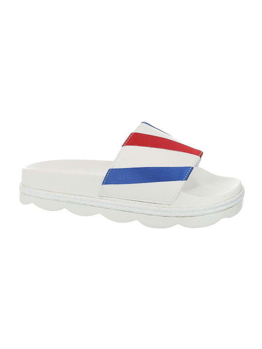 Damen Gestreifte Weiße Flip Flops