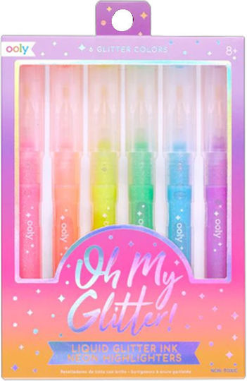 Ooly Oh My Glitter! Neon Μαρκαδόροι Υπογράμμισης Ροζ Σετ 6τμχ