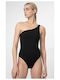 One-Piece Swimsuit with One Shoulder Black