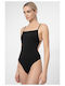 4F One-Piece Swimsuit with Open Back Black