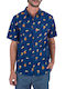 One and Only Lido Stretch Short-sleeved Cotton Shirt Blue