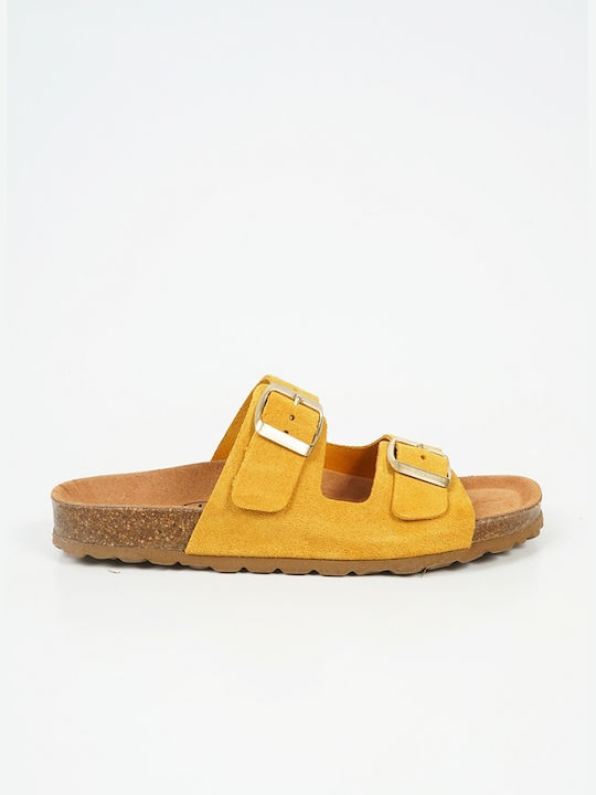 WOMEN'S LEATHER SANDALS - Yellow 19878