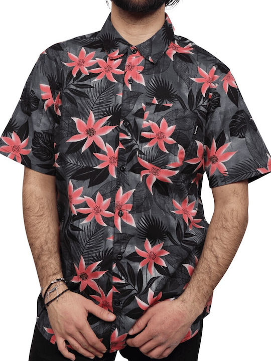 Hurley Men's Shirt Short Sleeve Floral Gray