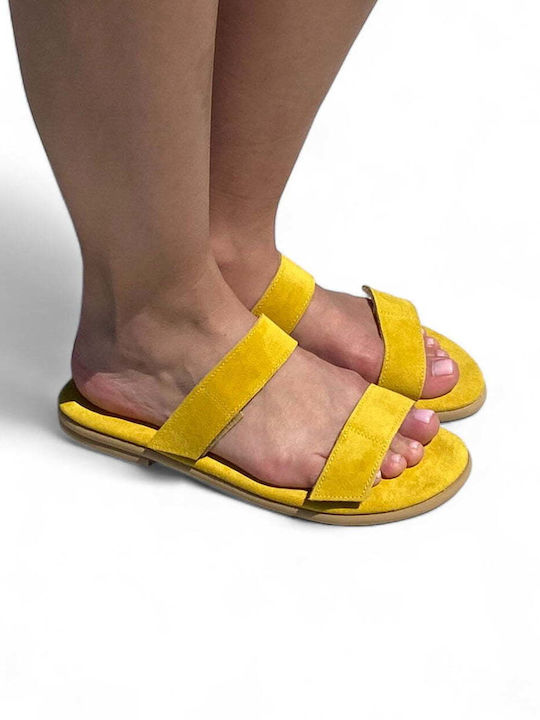 Sandale anatomice din piele pentru femei, de culoare galbenă